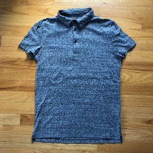 All Saints Heather Grey Fleece Knit Polo